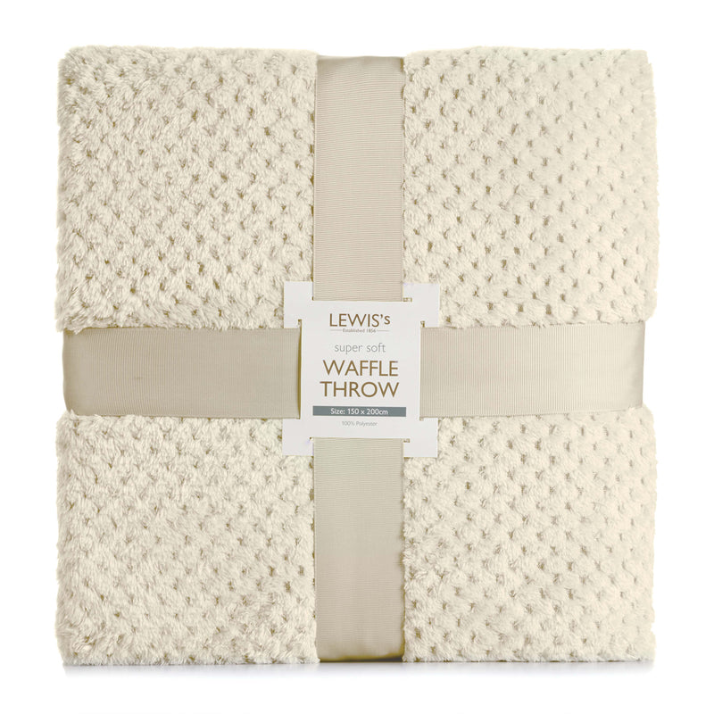 Lewis's Super Soft Waffle Throw - Cream