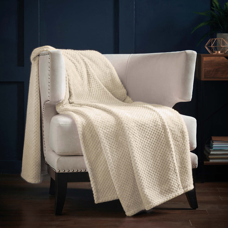 Lewis's Super Soft Waffle Throw - Cream