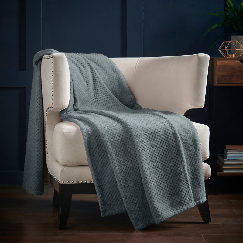 Lewis's Super Soft Waffle Throw - Charcoal