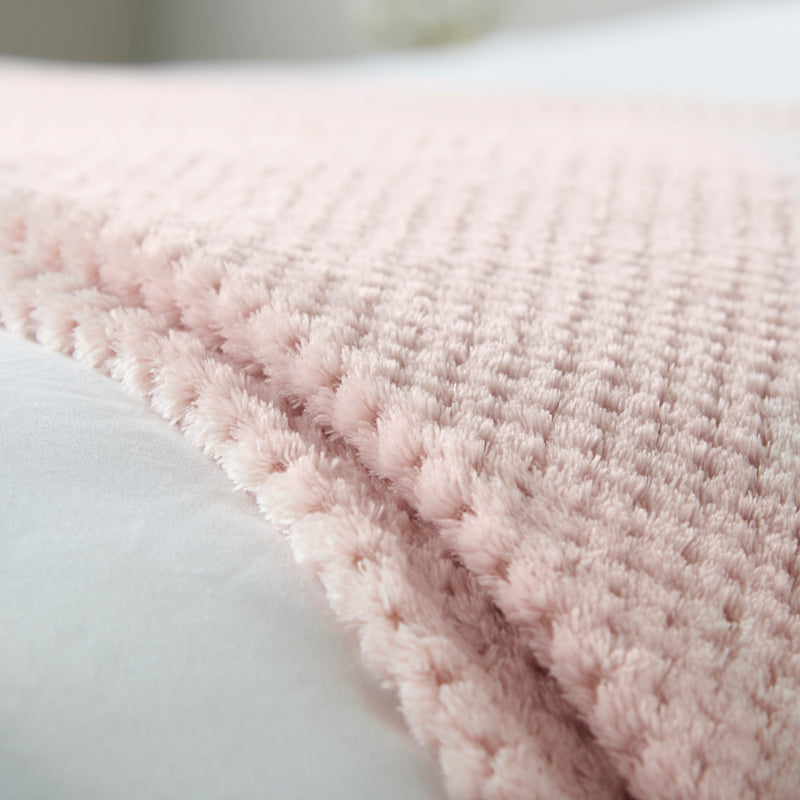 Lewis's Super Soft Waffle Throw - Blush