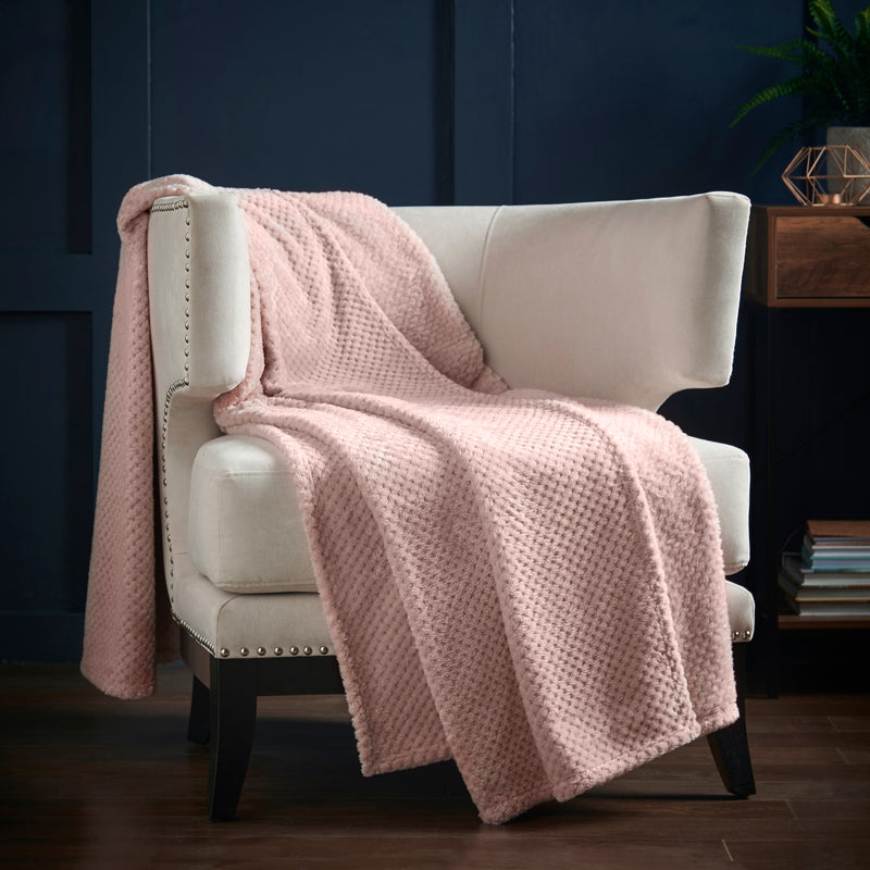 Lewis's Super Soft Waffle Throw - Blush