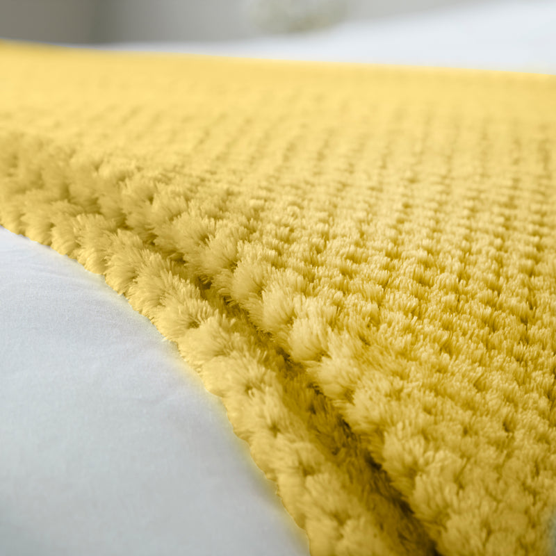 Lewis's Super Soft Waffle Throw - Ochre