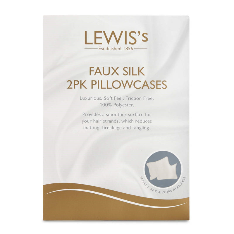 Lewis's Satin Feel 2 Pack Pillowcases - Ivory