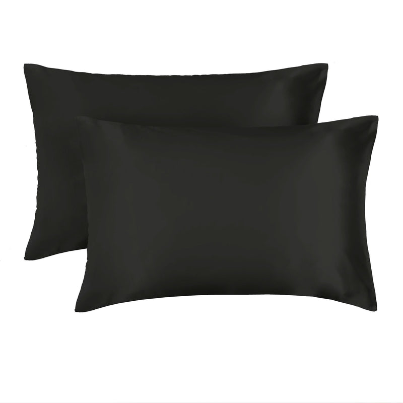 Lewis's Satin Feel 2 Pack Pillowcases - Black