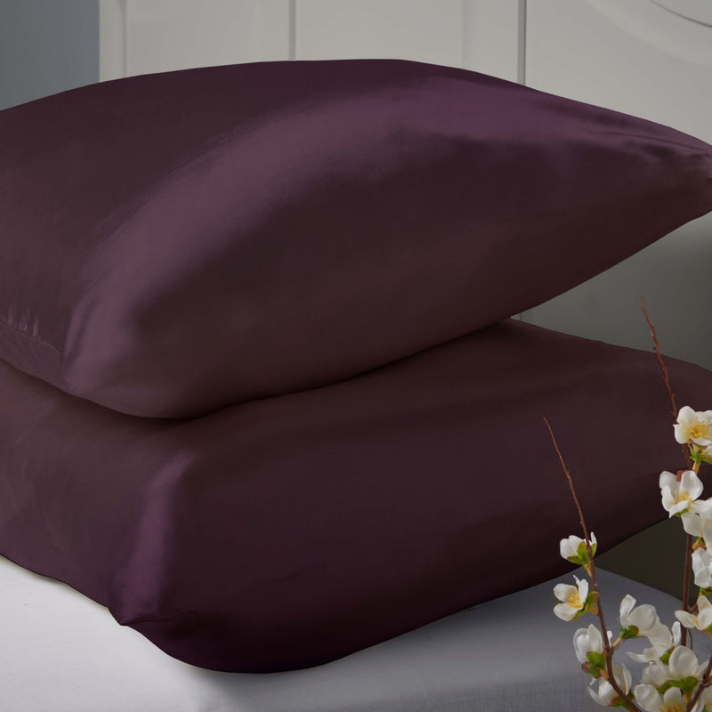 Lewis's Satin Feel 2 Pack Pillowcases - Purple