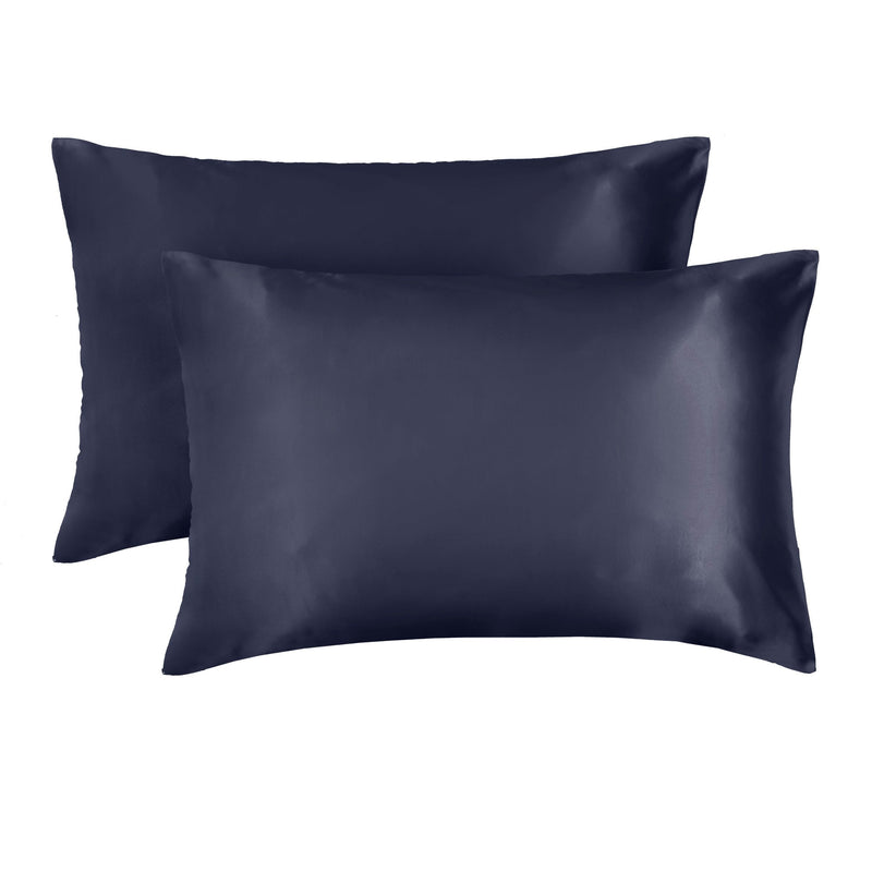 Lewis's Satin Feel 2 Pack Pillowcases - Navy