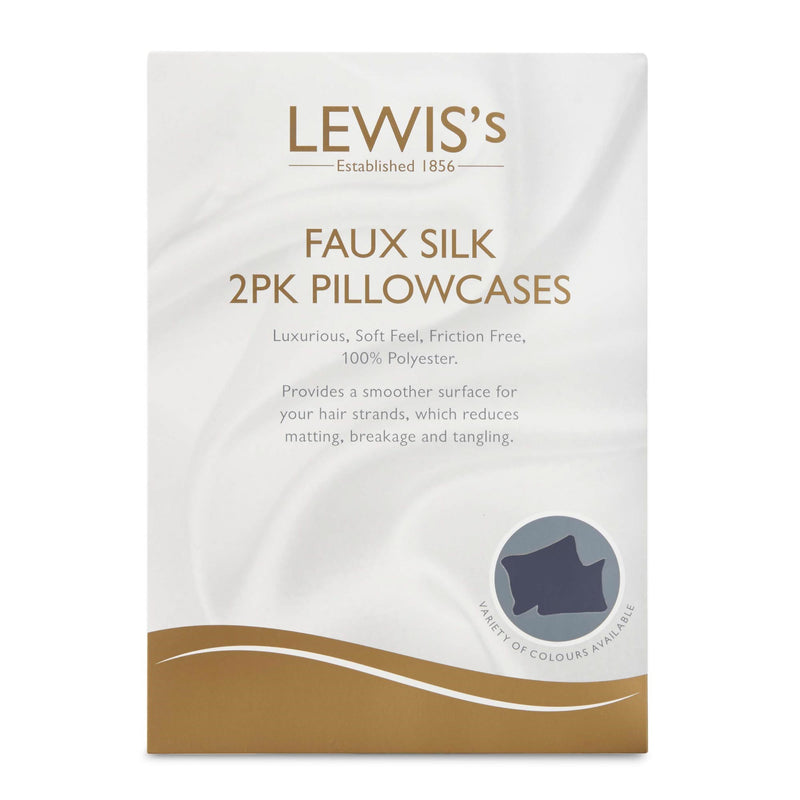 Lewis's Satin Feel 2 Pack Pillowcases - Navy