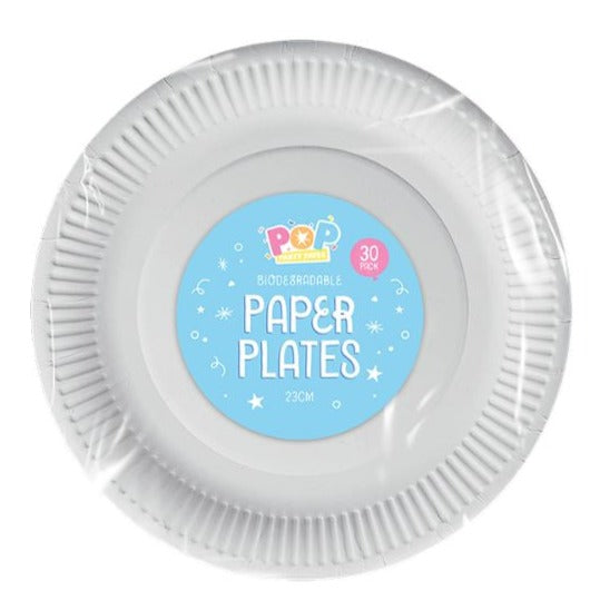 POP Biodegradable Paper Plates 23cm 30pk