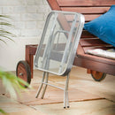 Silver & Stone Folding Side Table with Glass Top 40cm x 40cm x 46cm