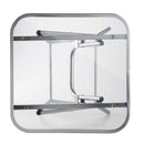 Silver & Stone Folding Side Table with Glass Top 40cm x 40cm x 46cm