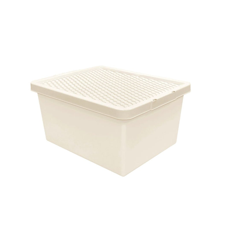 Rattan Storage Box with Lid 20L Cream