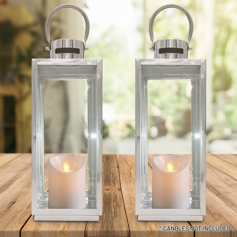 Lewis's Rectangular Lanterns Candle Holders Set of 2 - 17x16x41cm