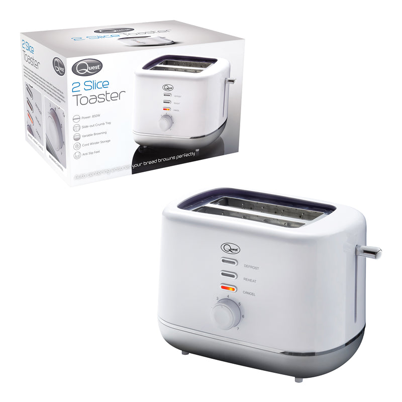 Quest 2 Slice Toaster White and Silver