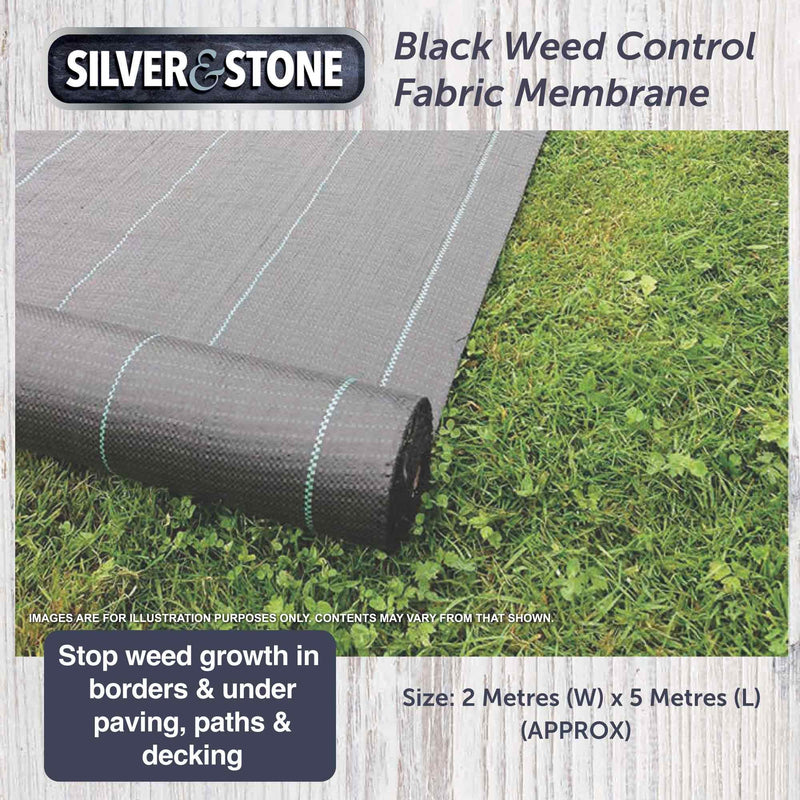 Silver & Stone Weed Control Fabric 2m x 5m - Black