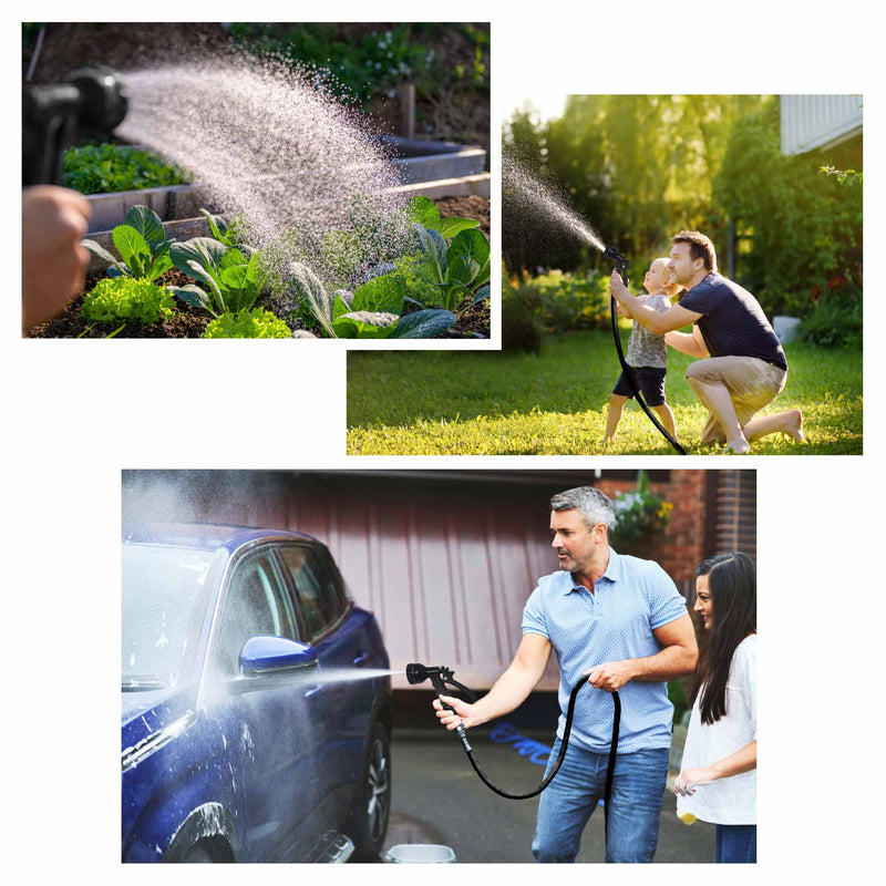 Silver & Stone Garden Expanding Hose 30m with Spray Gun and Fittings