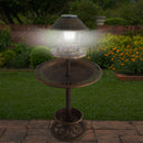 Silver & Stone Solar Bird Bath & Feeder 109cm
