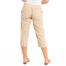 Ladies Linen 3/4 Crop Trousers - Stone