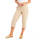 Ladies Linen 3/4 Crop Trousers - Stone