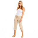 Ladies Linen 3/4 Crop Trousers - Stone