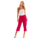 Ladies Linen 3/4 Crop Trousers - Fuschia Pink