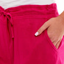 Ladies Linen 3/4 Crop Trousers - Fuschia Pink