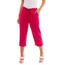 Ladies Linen 3/4 Crop Trousers - Fuschia Pink