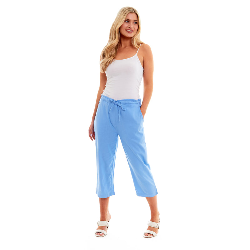 Capri Pants Linen Three Quarter Length Trousers Women's