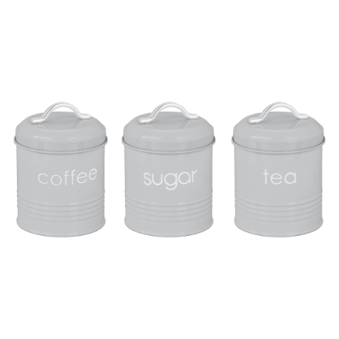 Lewis's  Kitchen Metal Canisters Set of 3 - Grey
