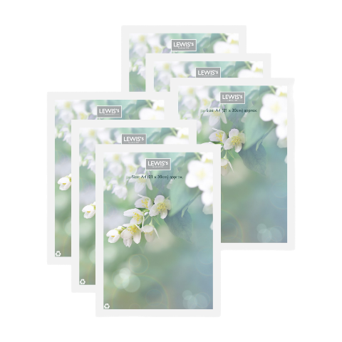 Lewis's Photo Frames Pack of 6 - A4 21 x 30cm - White Wood