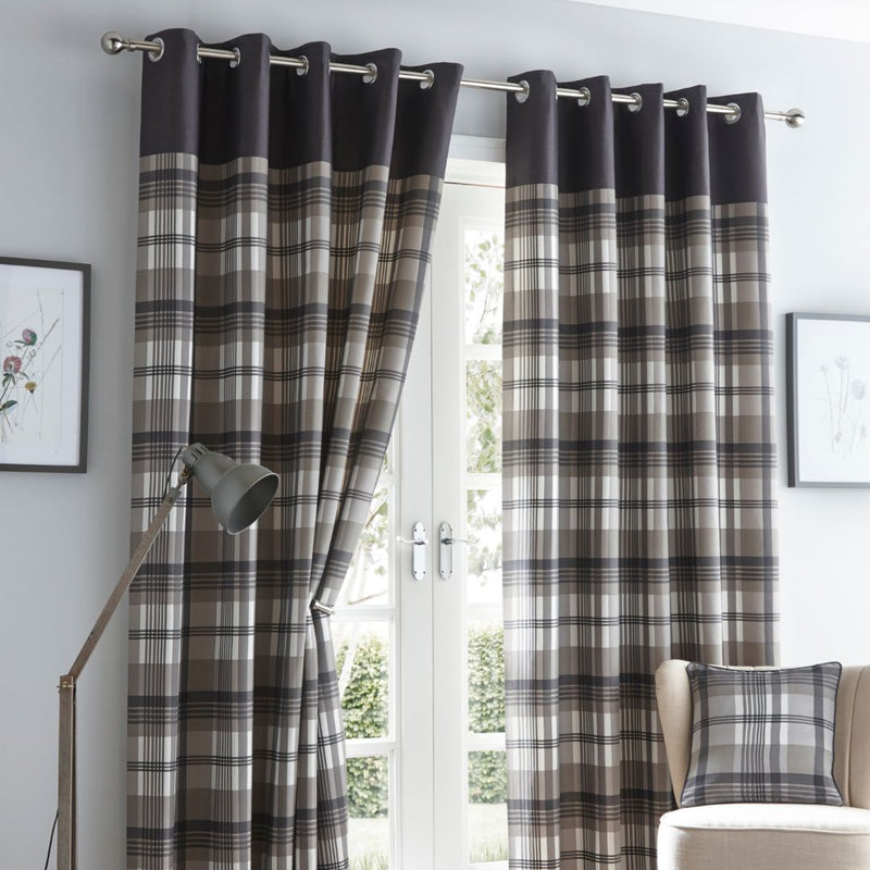 Orleans Eyelet Curtains- Charcoal Grey