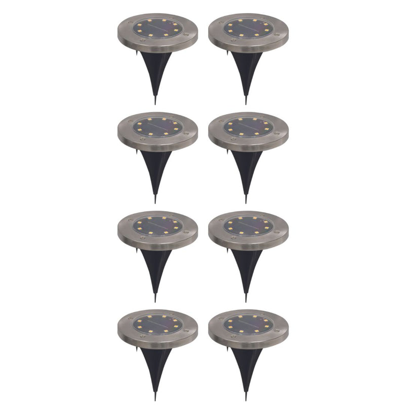 Silver & Stone Outdoor Solar Ground Lights Pack of 8
