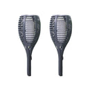 Silver & Stone Outdoor Solar Flickering Flame Torch Wall Light- 2 Pack