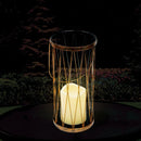Silver & Stone Outdoor Solar Candle Lantern with Warm White LEDs