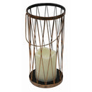 Silver & Stone Outdoor Solar Candle Lantern with Warm White LEDs