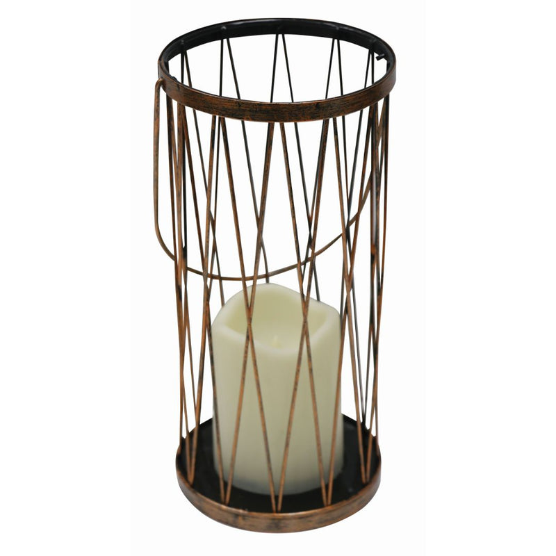 Silver & Stone Outdoor Solar Candle Lantern with Warm White LEDs