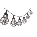 Silver & Stone Outdoor Solar Lanterns Rustic Cage Copper String Lights 10 LED 2m
