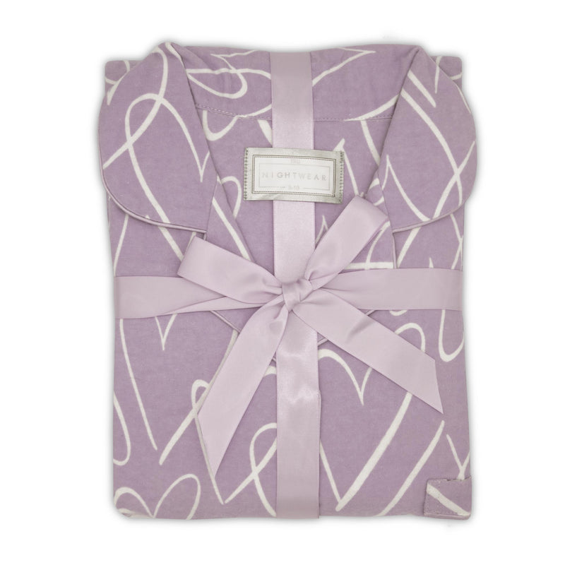 Tru Ladies Lilac Heart Flannel Pyjama