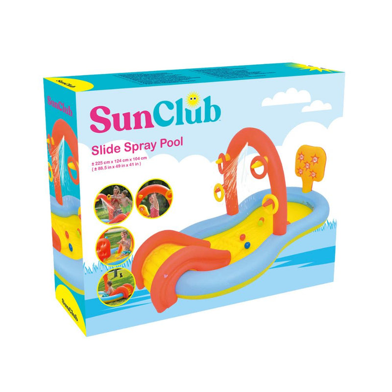 Sun Club Paddling Pool with Slide & Water Spray 2.2m