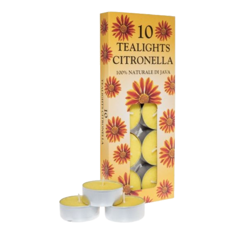 Citronella 10 Pack Boxed Tealights 4 hour- Outdoor use only