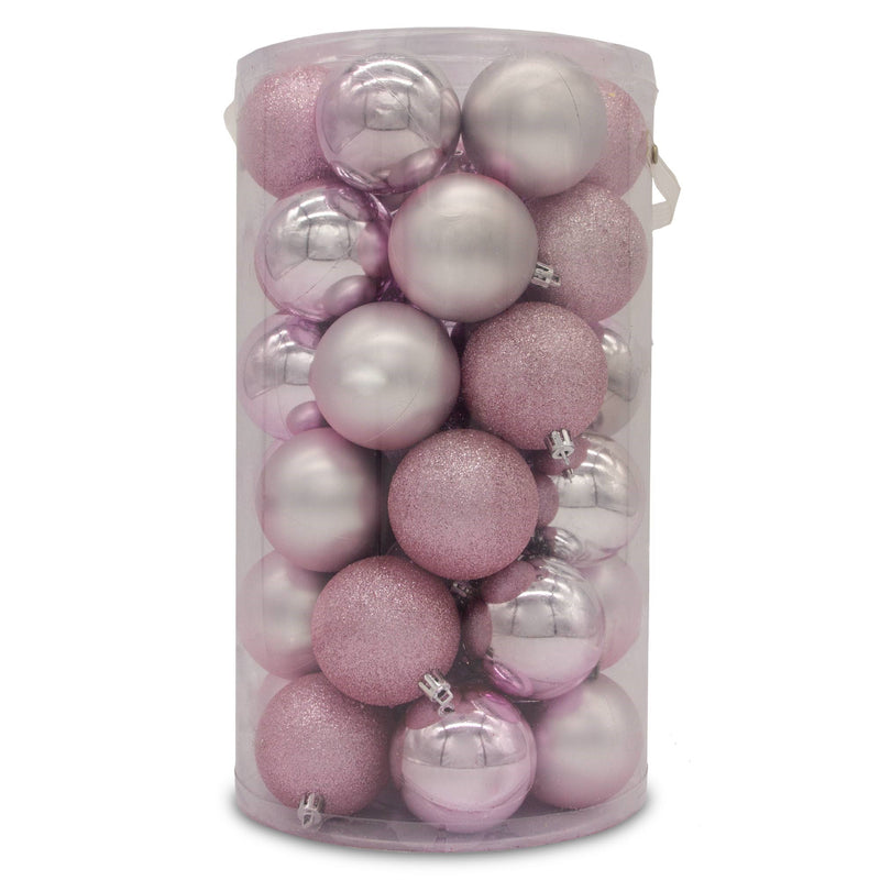 Christmas Sparkle Tube of 40 Shatterproof Baubles 6cm - Blush Pink