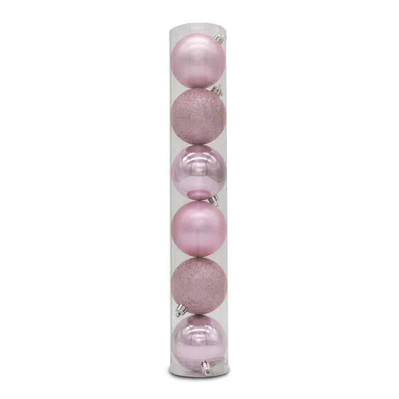 Christmas Sparkle Tube of 6 6cm Shatterproof Baubles in Silver