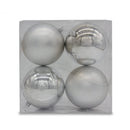 Silver Christmas Sparkle Pack of 4 Shatterproof 10cm Baubles - 2 x Matt, 2 x Shiny