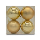 Champagne Christmas Sparkle Pack of 4 Shatterproof 10cm Baubles - 2 x Matt, 2 x Shiny