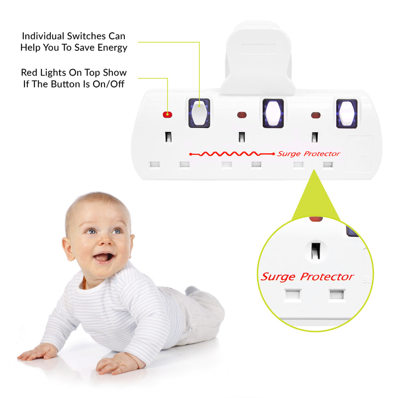 Benross Switched Wall Adaptor 3 Way With Surge Protection