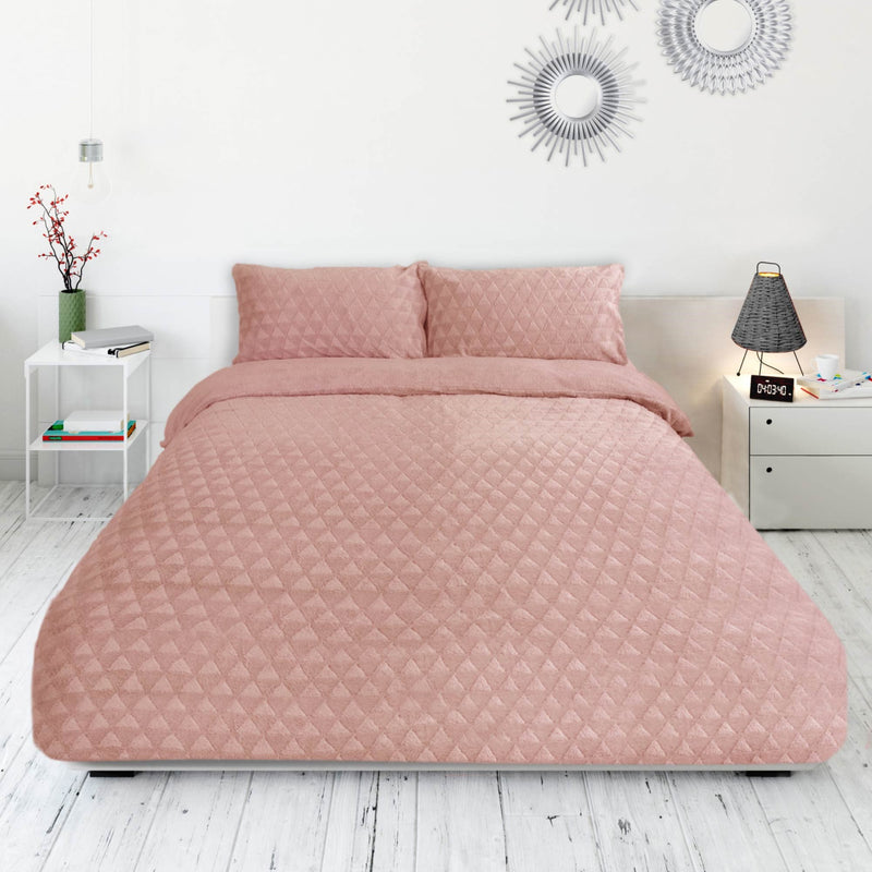 Lewis's Teddy Geo Embossed Duvet Set -Blush Pink