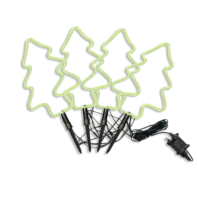 Christmas Sparkle Outdoor Stakes Christmas Tree - 4 Pack Mains Powered