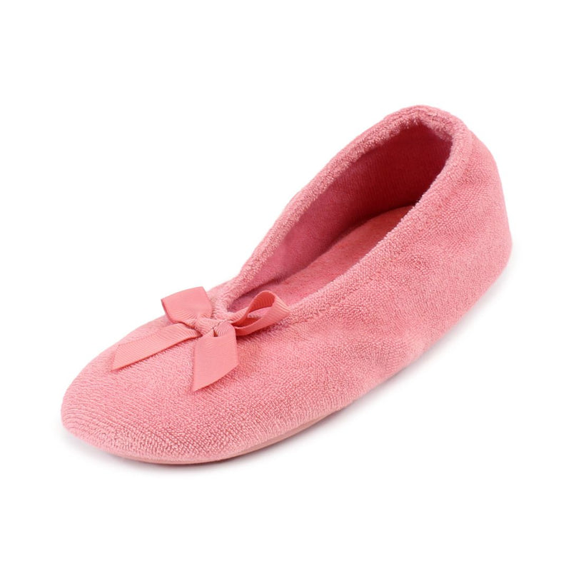 Totes Terry Ballet Womens Slippers - Coral