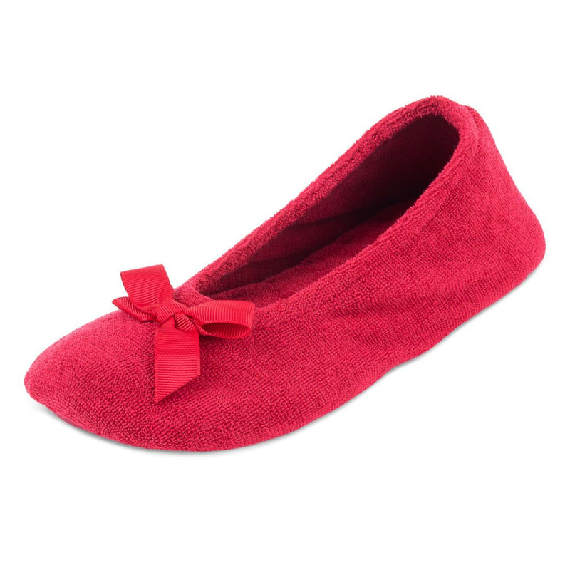 Totes Terry Ballet Womens Slippers - Red