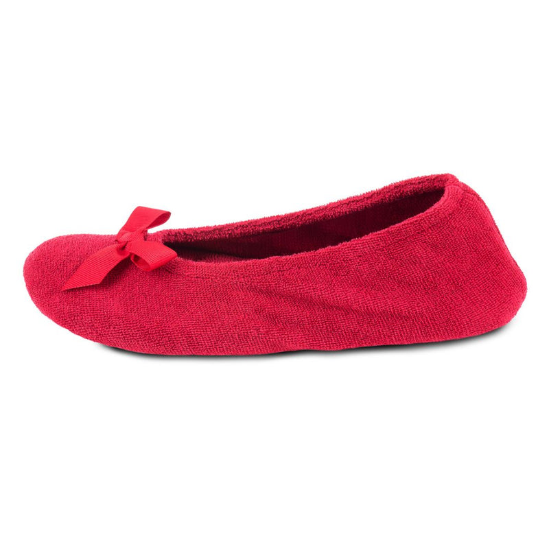 Totes Terry Ballet Womens Slippers - Red