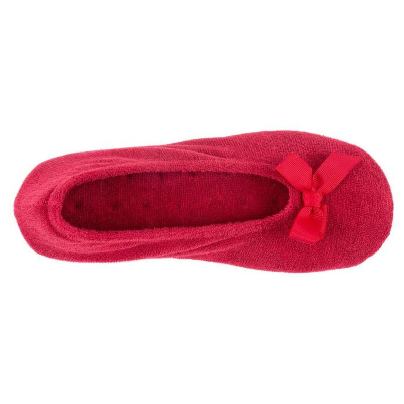 Totes Terry Ballet Womens Slippers - Red